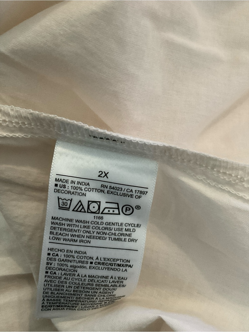 NWT Old Navy 2X Cream 100% Cotton Peasant Boho Blouse Plus A32 - Picture 5 of 5